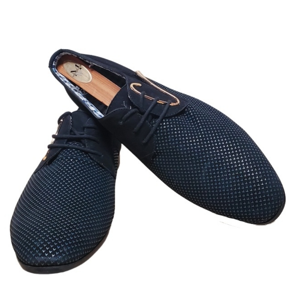 Blivener Men's Blue & Black Casual Lace up Derby Shoes Size 9